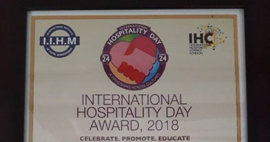 Ms. Shaila Dhende Asst. Manager Human Resources. Award for the exemplary contribution in Human Relations - Representing Hotel Jakson Inns at International Hospitality day 2018, by IHC